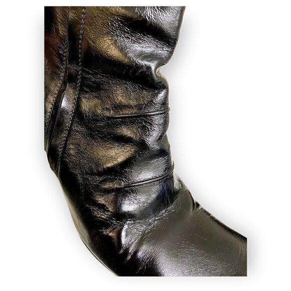 Vintage Costume National Black Crinkled Patent Leather  Double Zip Booties, 38EU - Picture 12 of 12